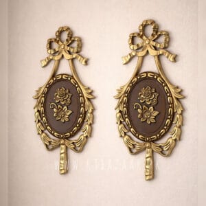 Wooden Baroque Rose Wall Plaques (Pair)