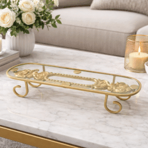 Luxe Golden Oval Centerpiece Tray