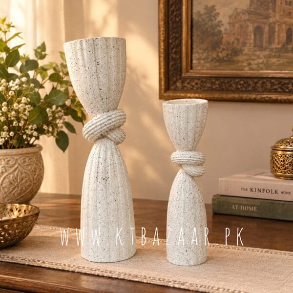 Fluted Knot Candle Holders Pair