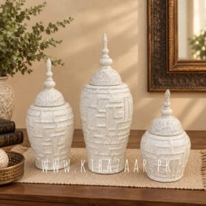 Geometric Embossed Temple Jars